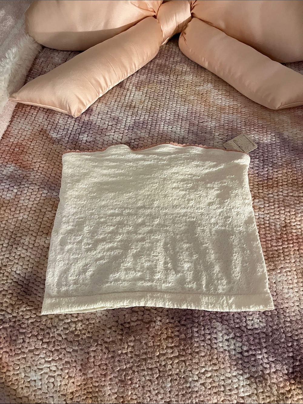 Free People Cream Textured Strapless Crop Top